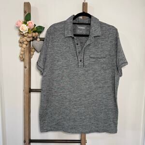 Express Stretch Moisture Wicking Short‎ Sleeve Gray Polo Size X Large